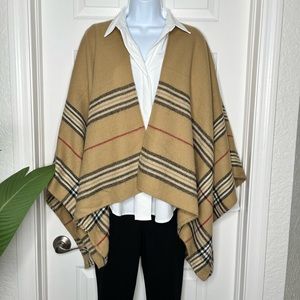 Plaid striped poncho